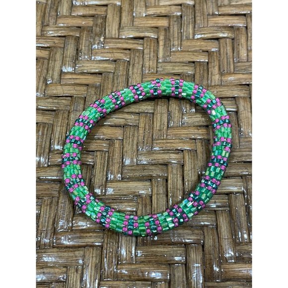 Colorful Himalayan Glass Bead Bracelet Stack Set Of 3 - Picture 3 of 6